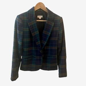 Merona SZ 4 Plaid Cropped Blazer Dark Academia Collegiate Schoolgirl Moody